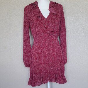 Sadie and Sage Burgundy Print Ruffle Dress New with Tags Medium